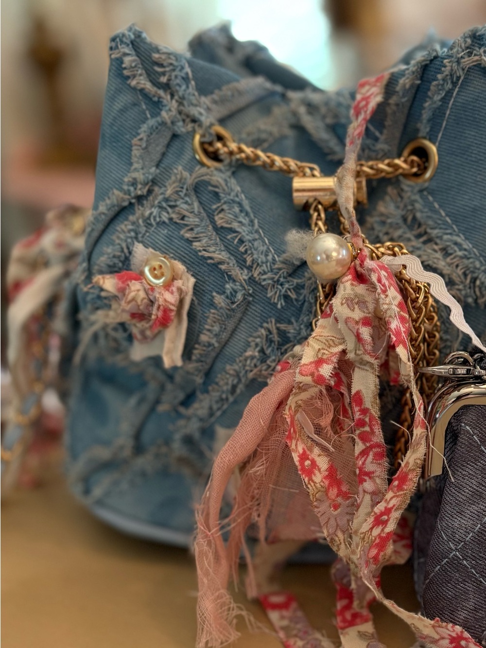 Denim and quilted purse with coordinating coin purse.  Up cycled bag. - Picture 8 of 14